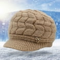 thumbnail image 1 of Women Knitted Hat Warm Octagonal Cap Plush Cap for Mom Christmas Gifts, 1 of 6