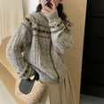 thumbnail image 1 of Women Knitted Jacquard Cardigan Long Sleeve Embroidered Sweater Female Vintage Knitwears Knit Cardigan for Women Sheer Cardigan Open Cardigan plus Women's Oversized Cardigan Creme Cardigans Cardigan, 1 of 4