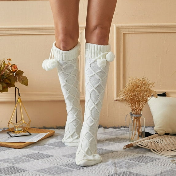 Women Knitted Knee High Socks Winter Stocking Long Leg Warmers Boot Socks