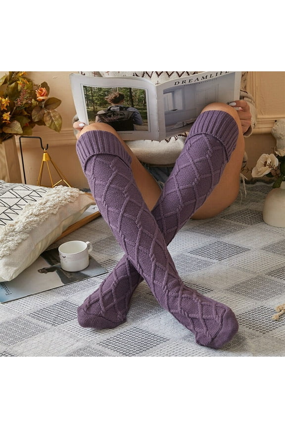 Women Knitted Knee High Socks Winter Stocking Long Leg Warmers Boot Socks