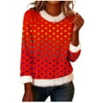 thumbnail image 1 of Polka Dot Printed Sweater for Women, Fashion and Loose Fall Tops Pullover, Round-Neck Sequined Long-Sleeved Tops, 1 of 5