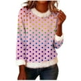 thumbnail image 1 of Polka Dot Printed Sweater for Women, Fashion and Loose Fall Tops Pullover, Round-Neck Sequined Long-Sleeved Tops, 1 of 5