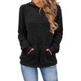 thumbnail image 1 of Women Knitted Sweater Hooded Long Sleeve Loose Fit Ribbed Knitting Pullover Tops with Pockets Casual Solid Color Autumn Knitwear, 1 of 1