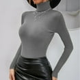 thumbnail image 1 of Women Knitted Sweater Solid Color High Neck Bottoming Turtleneck Sweater Tops T Shirt Women Blank Tech Pack Space Shirt Women Shirt Small Work Shirt Women Tee Shirt Women Womens Long Sleeve Shirt, 1 of 7