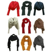 LUETHBIEZX Women Knitted Sweater Tops Scarf with Sleeve Wrap Winter Warm Shawl Scarves