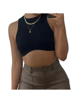  PJRYC Women Halter Tops Female Knitted Off Shoulder