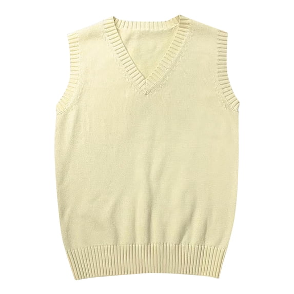 Women Knitted V-Neck Vest JK Solid Color Classic Sleeveless Pullover Sweaters Tank Tops
