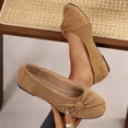 thumbnail image 1 of Women Knotted Bow Ballet Flats, Soft Textured Round Toe Slip‑on Casual Flat Shoes, Comfort Walking Footwear, 1 of 9
