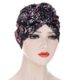 thumbnail image 1 of Women Knotted Headwraps African Turban Pre-Knotted Beanie Bonnet Headwraps, 1 of 7