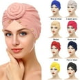 thumbnail image 1 of Women Knotted Turban Hat African Turban Beanie Pre-Tied Bonnet Cap Headwrap, 1 of 5