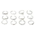 thumbnail image 1 of Women Knuckle Rings Arrow Knot Star Moon Set of 12 Golden Silvery for Fashion Statement, 1 of 9