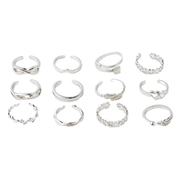 Women Knuckle Rings Arrow Knot Star Moon Set of 12 Golden Silvery for Fashion Statement