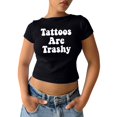 thumbnail image 1 of Women Korean Style Printed Round Neck Short Sleeve T Shirt Versatile and Slim Fit Cropped Shirt Vintage Tops, 1 of 5