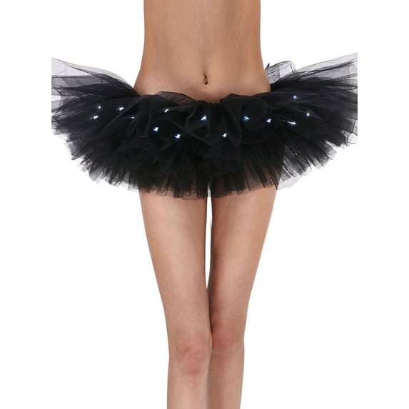 Women LED Light Up Tutu Skirt for Party Stage Costume Nightclub,Black