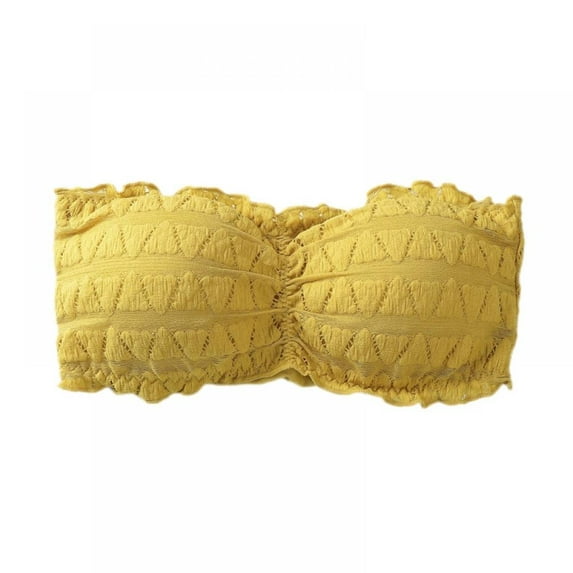 Women Lace Bandeau Bra Tube Top Bra Stretchy Strapless Bandeau