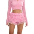 thumbnail image 1 of Women Lace Bloomers Shorts Casual Summer Layered Ruffles Elastic Short Pants for Club Streetwear, 1 of 9
