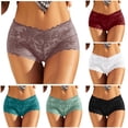 thumbnail image 1 of Women Lace Boyshort Floral Panties Low Rise Underwear Ladies Comfortable Underpants Female, XL, Coffee, 1 of 6