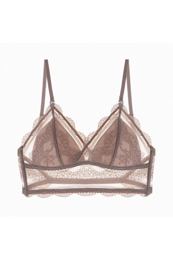 Women Lace Bra Underwire Sexy Bralettes Unlined Mesh Full Coverage Lingerie Everyday Bras,Breathable(Pink,L)