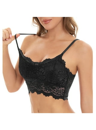Lace Bandeau Bras for Women 3/4 Cup with Padded Wire Free Lingerie Camisole  Fashion Halter Crop Top Sheer Bralette