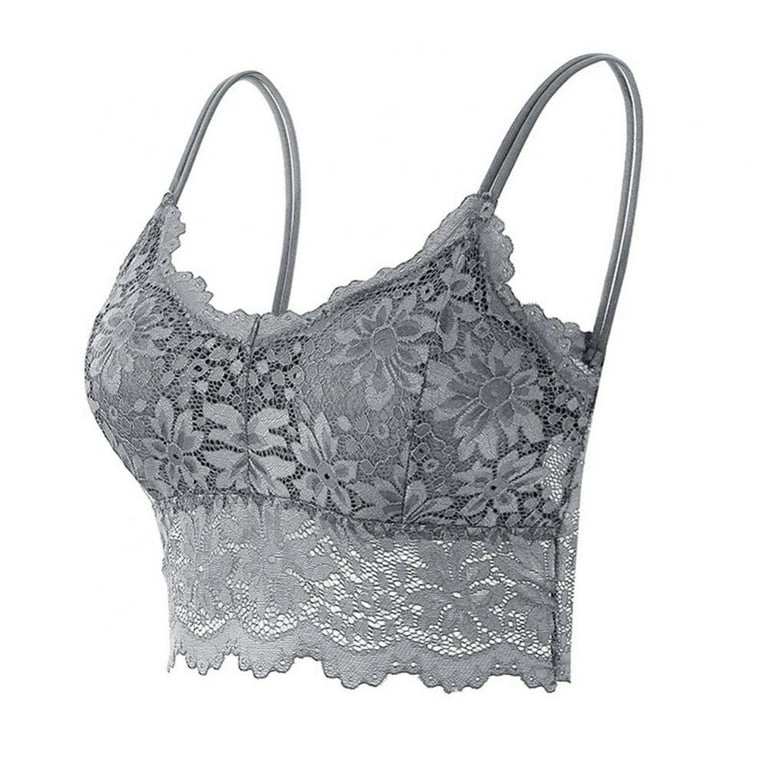Women Lace Bralettes Padded Lace Bandeau Bra with Straps Strappy