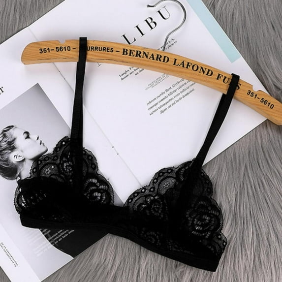Women Lace Bralettes for Women Floral Thin Strap V Neck Hook Eye Unpadded Triangle Bralette Wire Free Bra