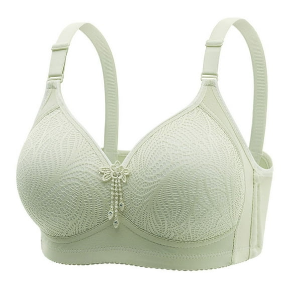 Women Lace Bras Plus Size Wireless Seamless without Steel Ring Push Up Full Coverage Everyday Underwear Bra,Green,38 B