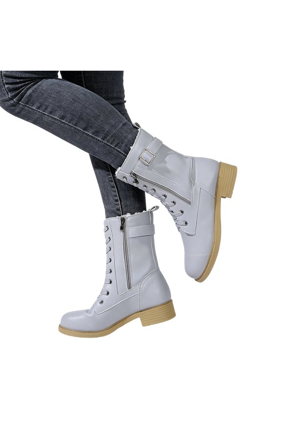 Women Lace Up Chunky Platform Combat Ankle Boots, Matte Textured Fabric, Thick Cloud Cushion Insole, Deep Lug Anti Slip Outsole, Edgy Retro Silhouette for Daily Street Outdoor Fashion Wear,Blue 7