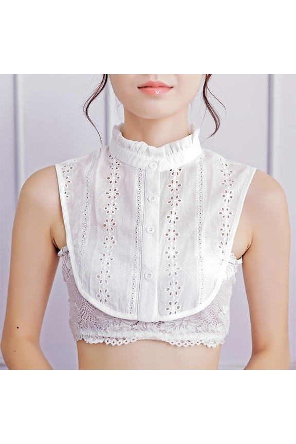 Women Lace Collar Pure Color Detachable Lapel Choker Necklace Shirt Fake False Collar Blouse Sweatshirt Vest Accessories