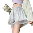 thumbnail image 1 of Women Lace Edge Half Slip Safety Shorts Culottes Underpants Summer Ice Silk Satins Boyshort Prevent Rolling Pettipants, 1 of 9