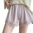 thumbnail image 1 of Women Lace Edge Ice Silk Half Slip Shorts Under Dress Panties Safety Pettipants, 1 of 9
