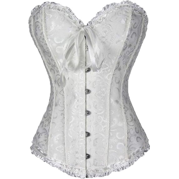 Women Lace Floral Corset Bustier Tops Strapless Wrapped Cincher Corselet for Wedding Costume Party