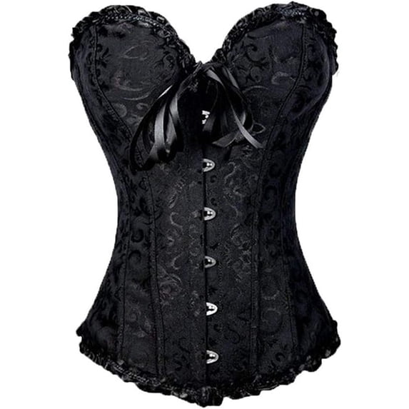 Women Lace Floral Corset Bustier Tops Strapless Wrapped Cincher Corselet for Wedding Costume Party
