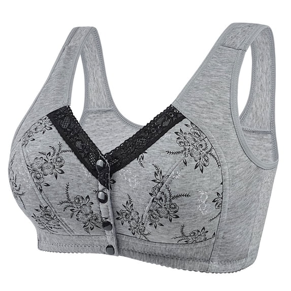 Women Lace Front Buckle Prints Underwear Without Rims Vest Lace Plus Size Bra Underwear