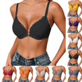thumbnail image 1 of Women Lace Front Closure Underwire Bra Thin Cup Racerback Y-Strap T-Back Support Bra Floral Lace Push Up Everyday Comfort for Ladies(Black,75B), 1 of 5