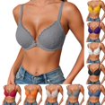 thumbnail image 1 of Women Lace Front Closure Underwire Bra Thin Cup Racerback Y-Strap T-Back Support Bra Floral Lace Push Up Everyday Comfort for Ladies(Grey,70B), 1 of 5