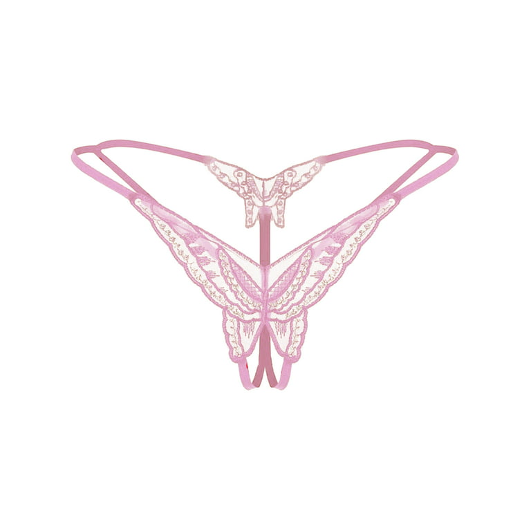 Women Lace G-string with Butterfly Center and Sequins Sexy Lingerie Thong  Underpants 