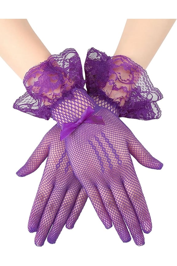 Women Lace Gloves Elegant Short Lace Tea Party Gloves for Women Dinner Party Wedding