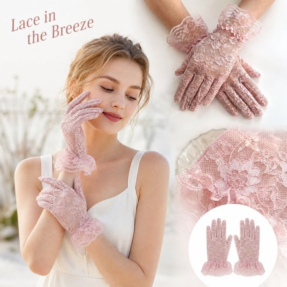 Women Lace Gloves Wedding Tea Party Elegant Short Novelty Floral Bridal Gloves for Wedding Opera Party