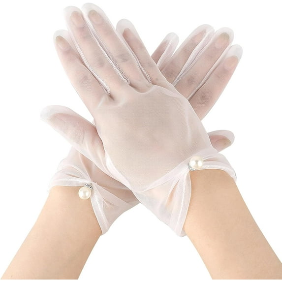 Women Lace Gloves White Bridal Wedding Gloves