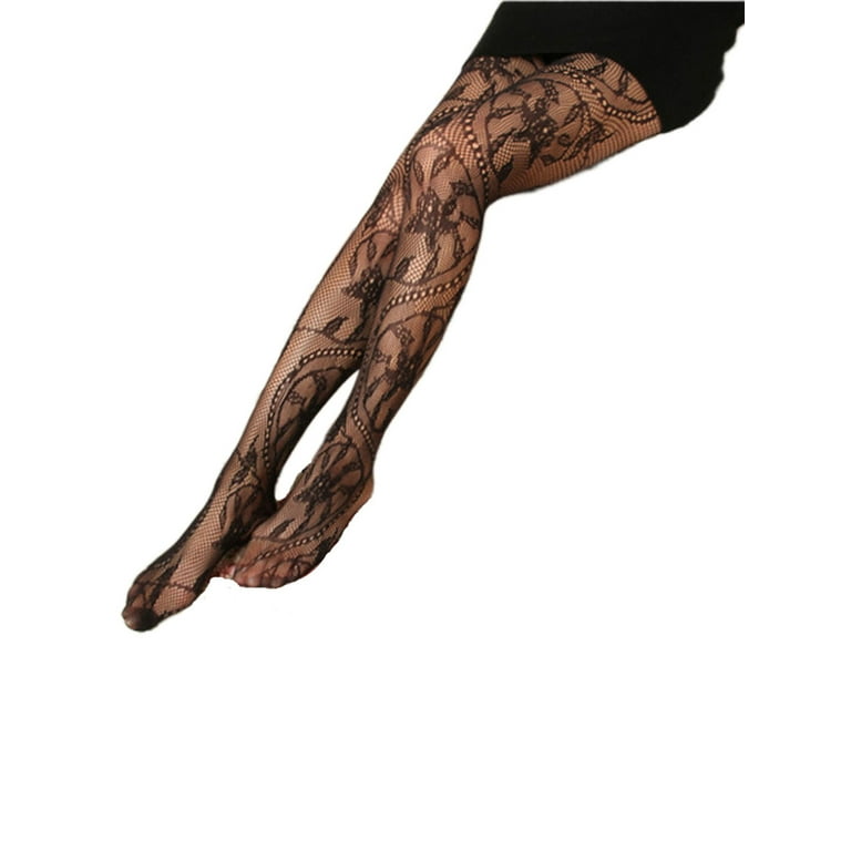 Women Lace Jacquard Stockings Fishnet Tights Thin Pantyhose Lace Floral  Hosiery 