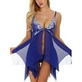 thumbnail image 1 of Women Lace Lingerie Front Closure Babydoll V Neck Nightwear Sexy Chemise Nightie, 1 of 5