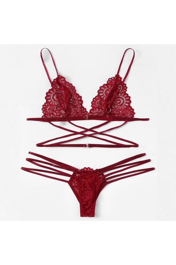 Women Lace Lingerie Nightwear Underwear G-stringSleepwear Bra Set