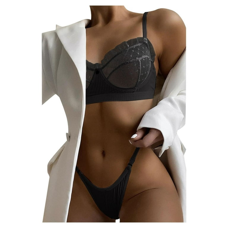 Women Lace Lingerie Set Push Up Bra Garter Belt Underwear