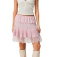 thumbnail image 1 of Women Lace Mini Skirt Low Rise Ruffle Pleated Layered Flowy Underskirt for Going Our Party Club, 1 of 8