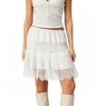 thumbnail image 1 of Women Lace Mini Skirt Low Rise Ruffle Pleated Layered Flowy Underskirt for Going Our Party Club, 1 of 9