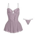 thumbnail image 1 of Women Lace Nightgown Sleepwear Chemise V-Neck Cute Loungewear Nightshirt Mini Dress Ladies Pajamas Dress Purple One Size, 1 of 2