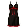 thumbnail image 1 of Women Lace Nightgowns Sleepshirts Sleepwear Pajamas Soft Ladies V Neck Nightshirt Woman Home Nightdress New Sleepwear Pajama Dress Black L, 1 of 2