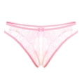 thumbnail image 1 of Women Lace Open File Panties for Women Open-Front Sheer T-Back Low Rise Thong Panties Pink One Size, 1 of 1
