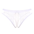 thumbnail image 1 of Women Lace Open File Panties for Women Open-Front Sheer T-Back Low Rise Thong Panties White One Size, 1 of 1