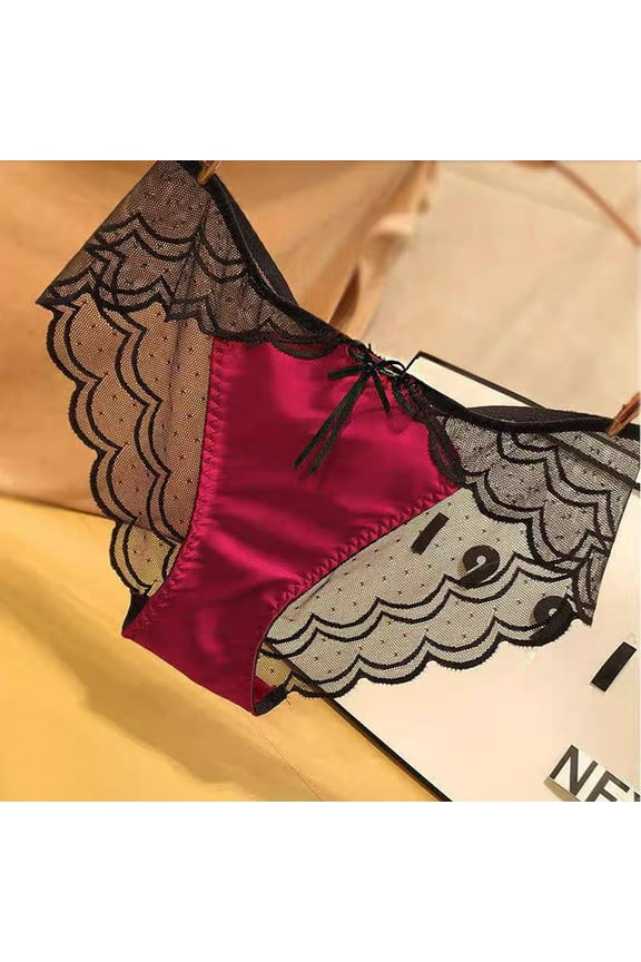 Women Lace Panties Lingerie Soft Satin Silky Underwear Knickers Briefs Seamless